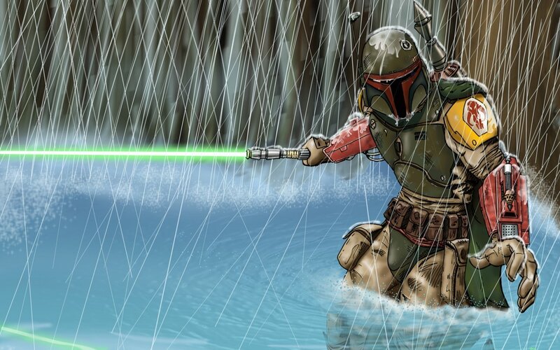 Boba Fett in Water — Blue