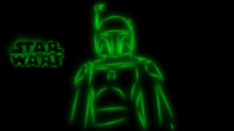 Boba Fett neon silhouette