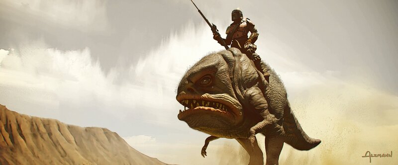 Boba Fett on Rancor