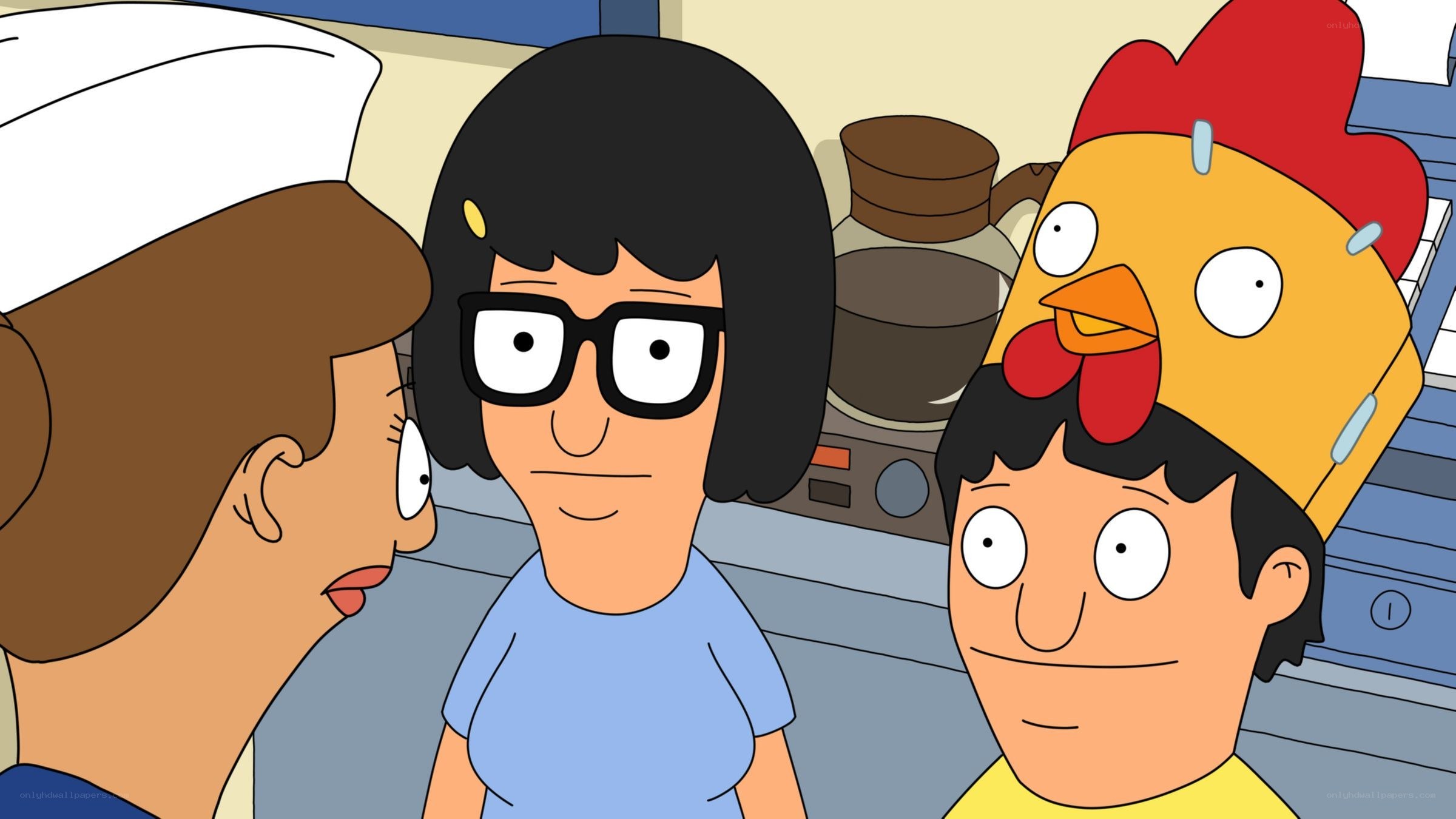 Bobs Burgers characters in kitchen