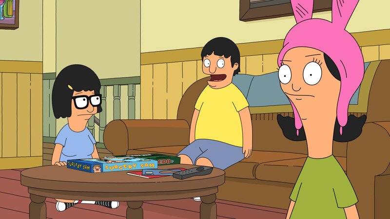 Bobs Burgers characters in living room