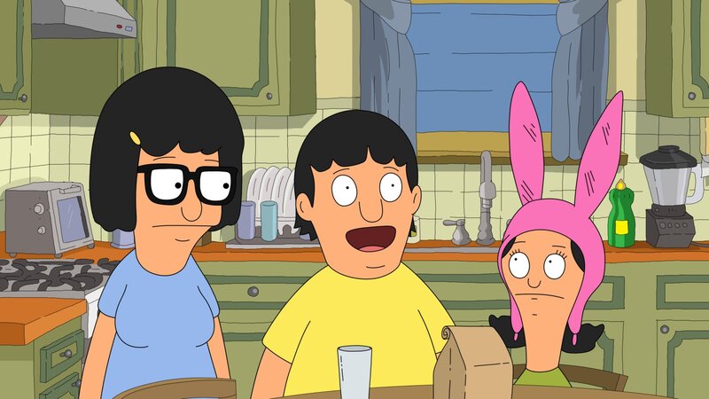 Bobs Burgers family in kitchen