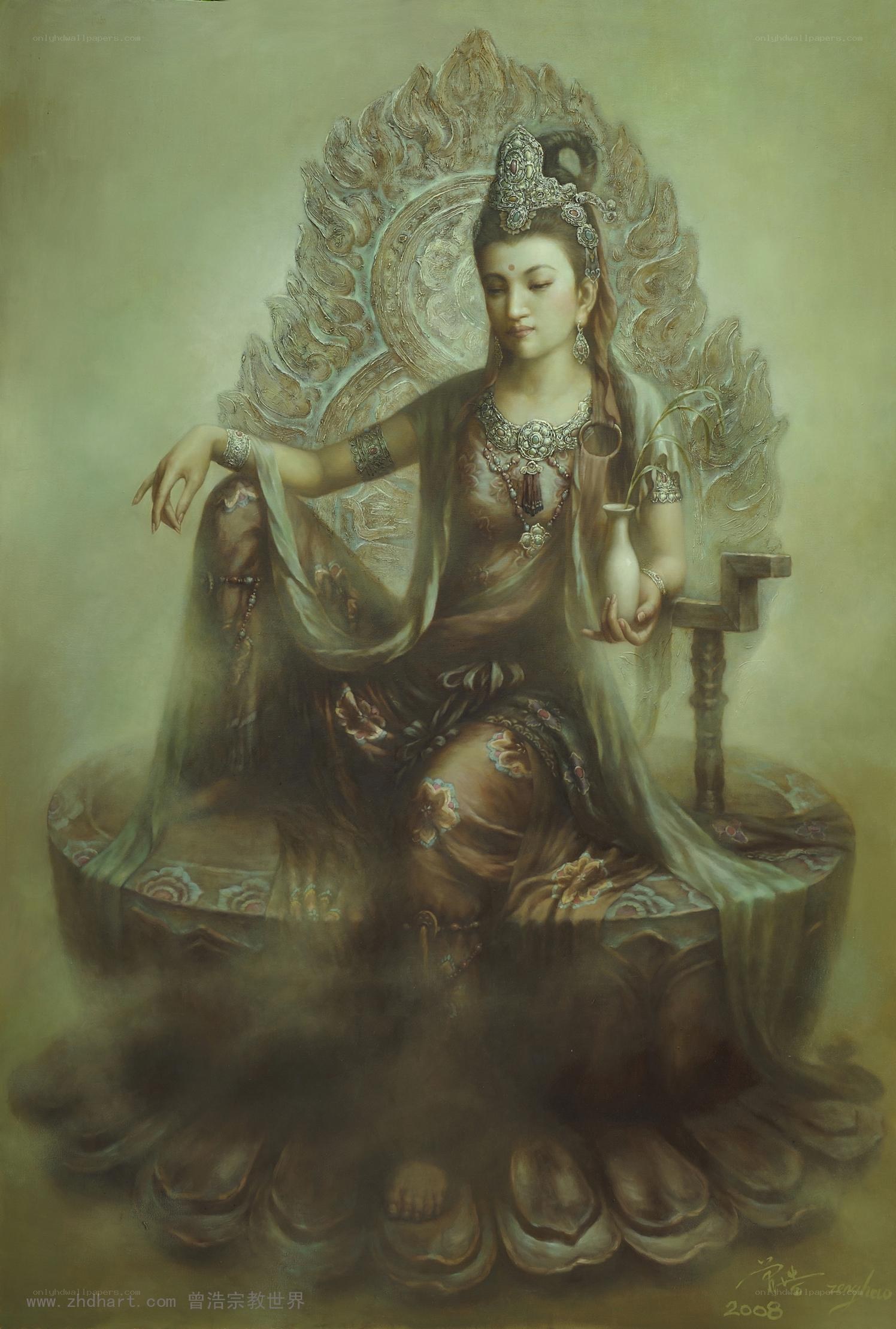 Bodhisattva on a lotus throne