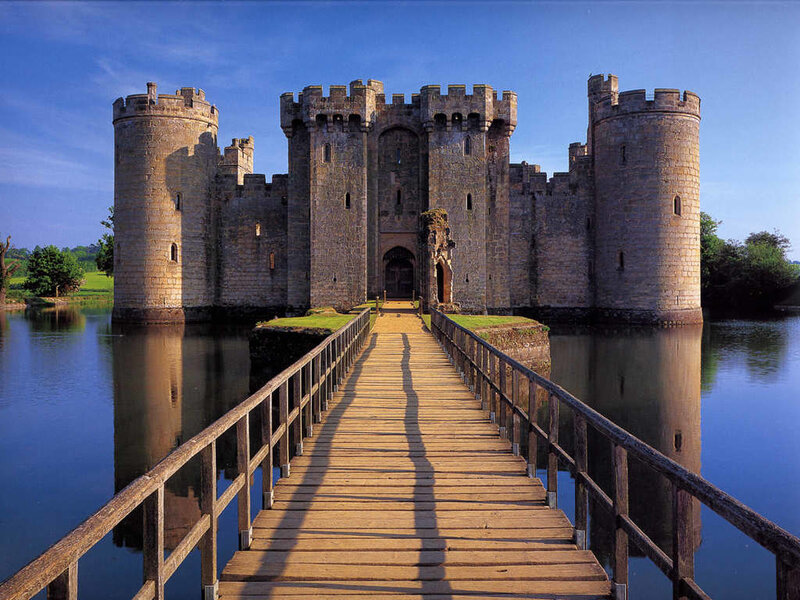 Bodiam Castle — Blue, Serene, Afternoon, Photograph, Bridge, Moat