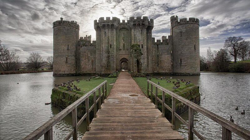 Bodiam Castle — Gray, Dramatic, Autumn