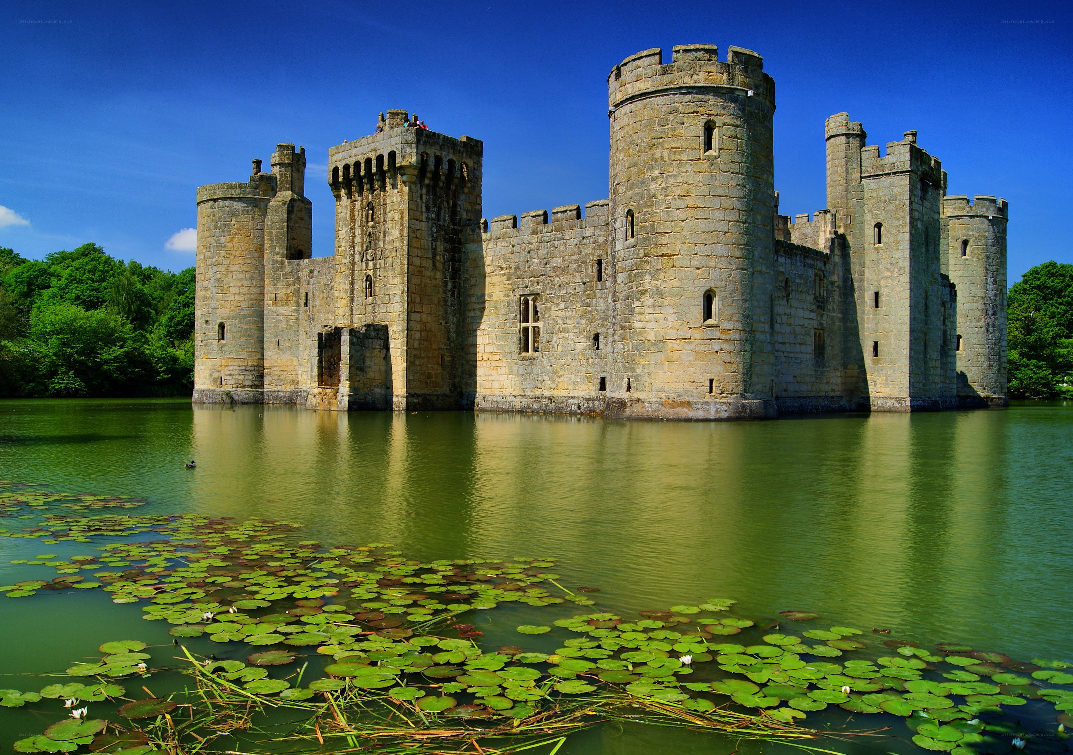 Bodiam Castle on a sunny day