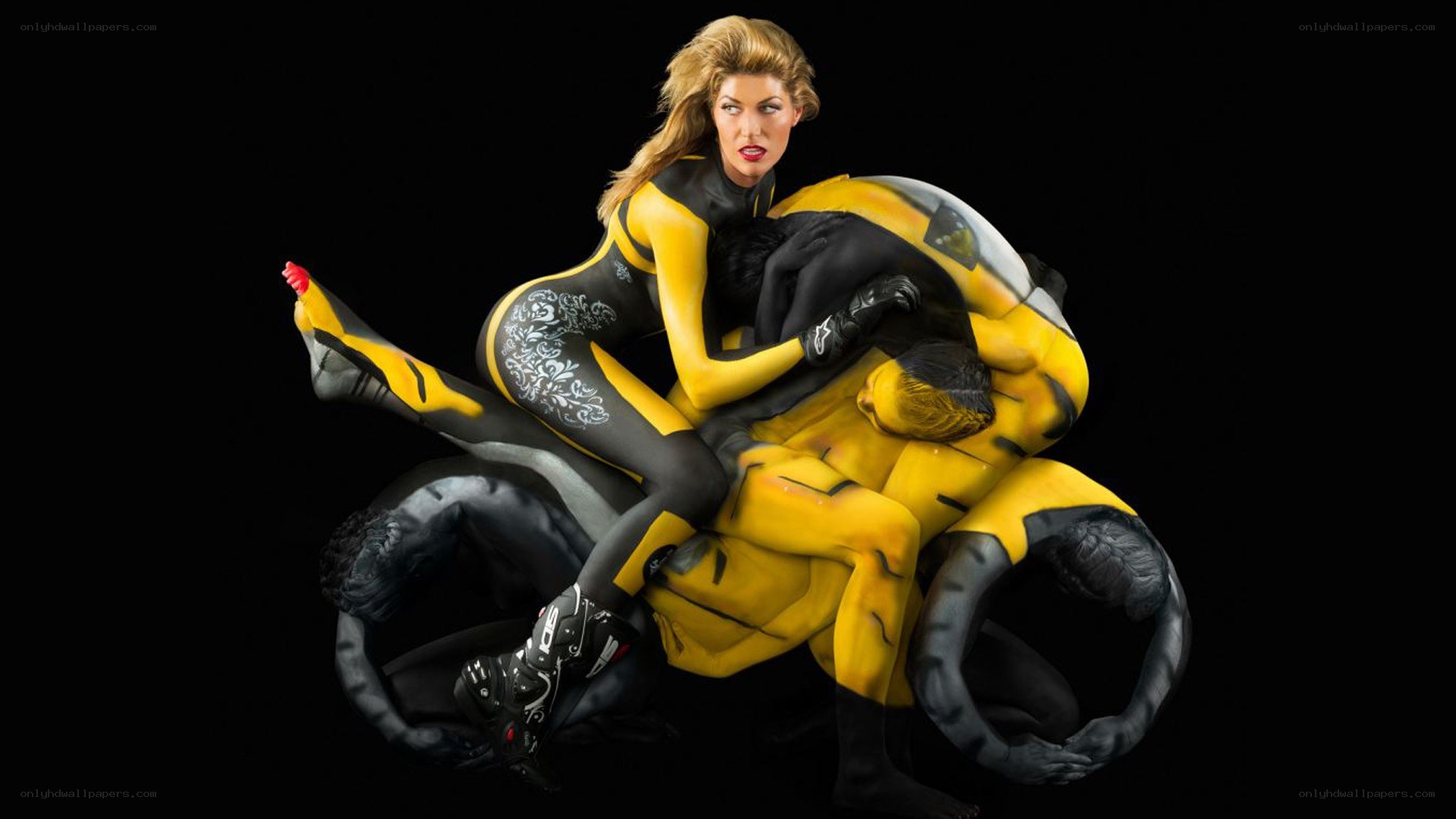 body-painted motorcycle riders