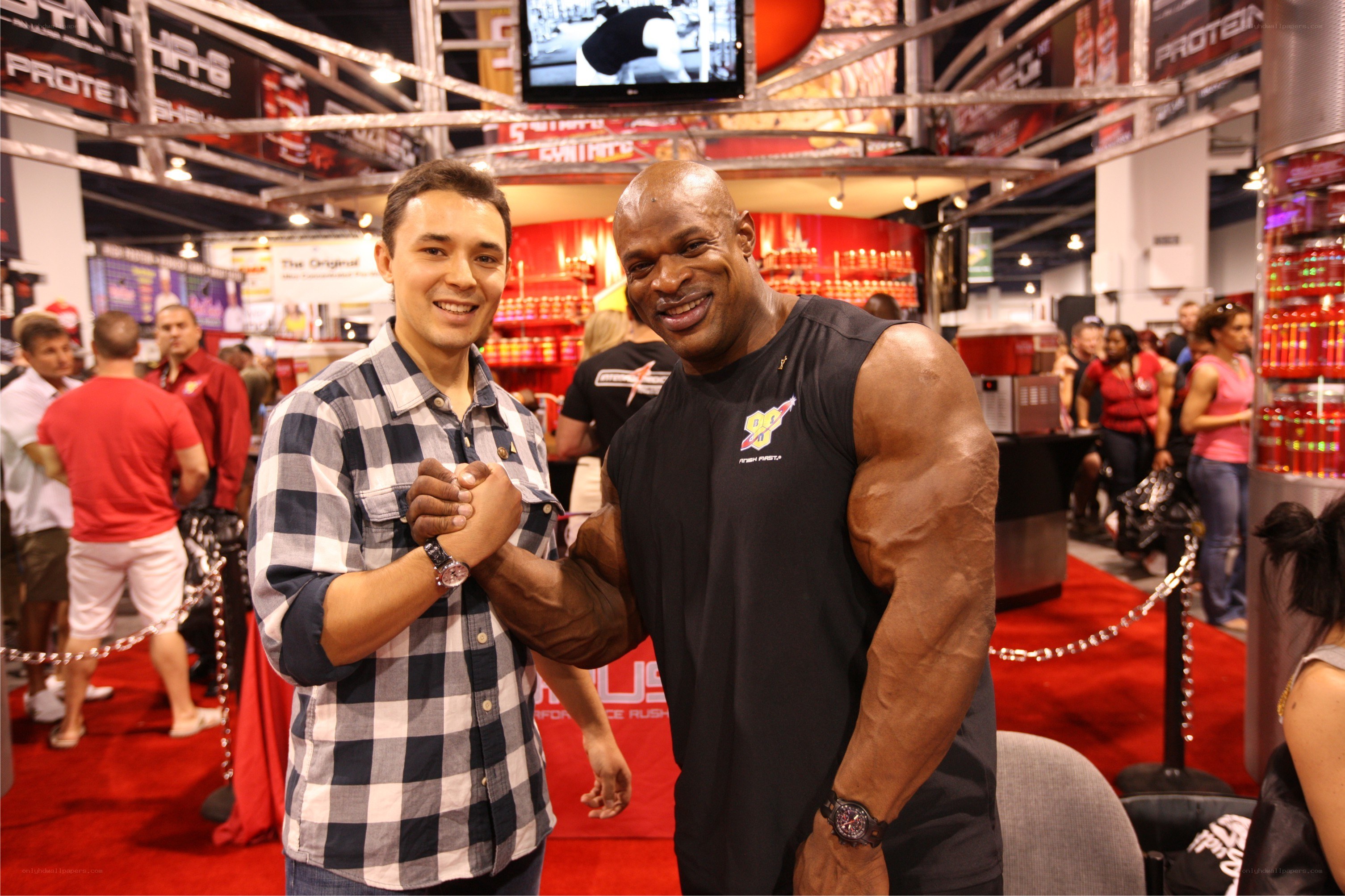 Bodybuilder at trade show