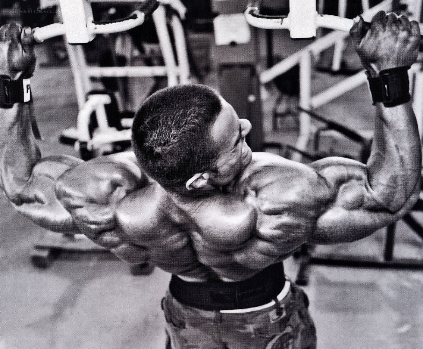 bodybuilder doing pull-ups