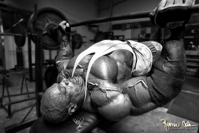 Bodybuilder Lifting Weights — Black, Intense, Photograph