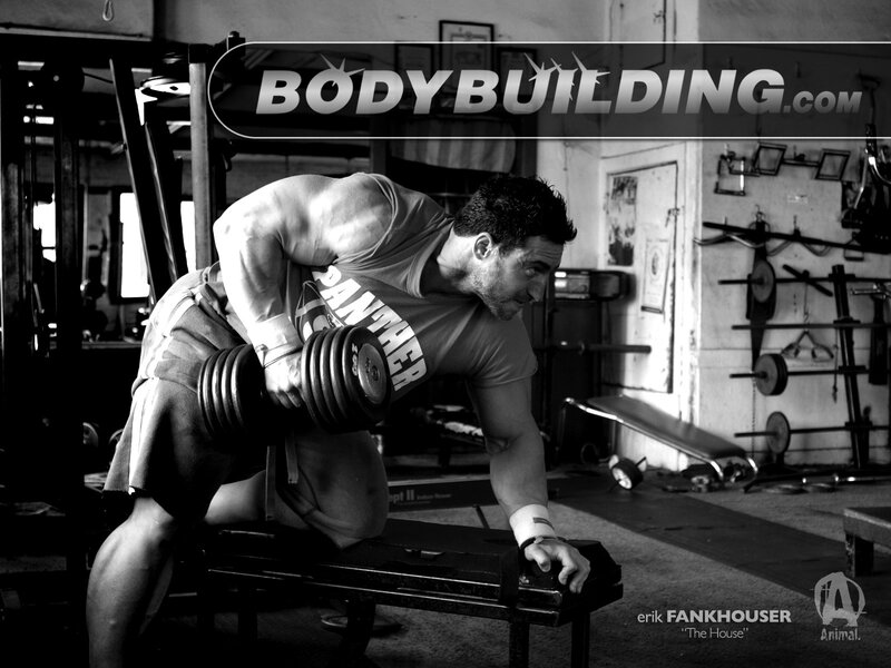 Bodybuilder Lifting Weights — Black, Intense