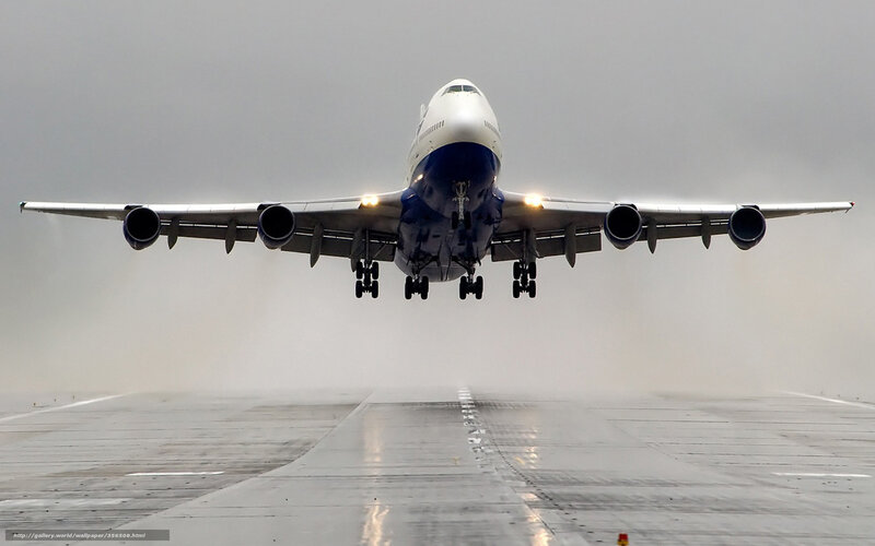 Boeing 747 Airplane — Gray, Dramatic, Photograph