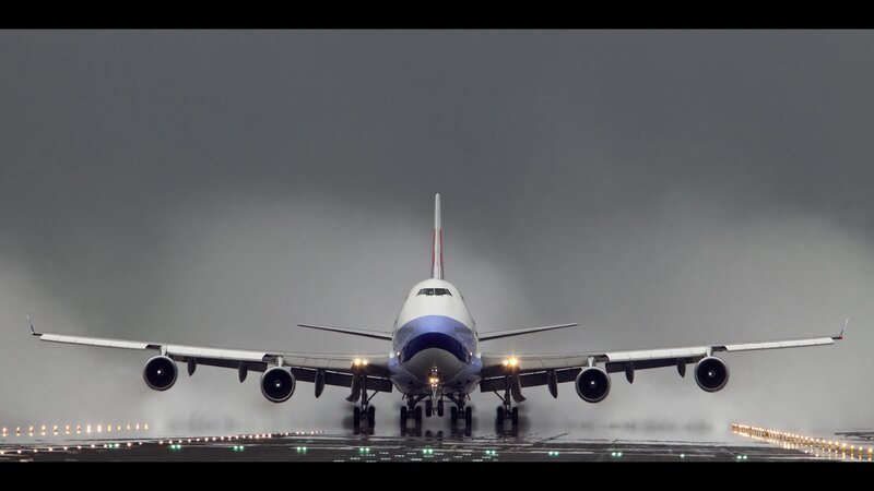 Boeing 747 Airplane — Gray, Dramatic
