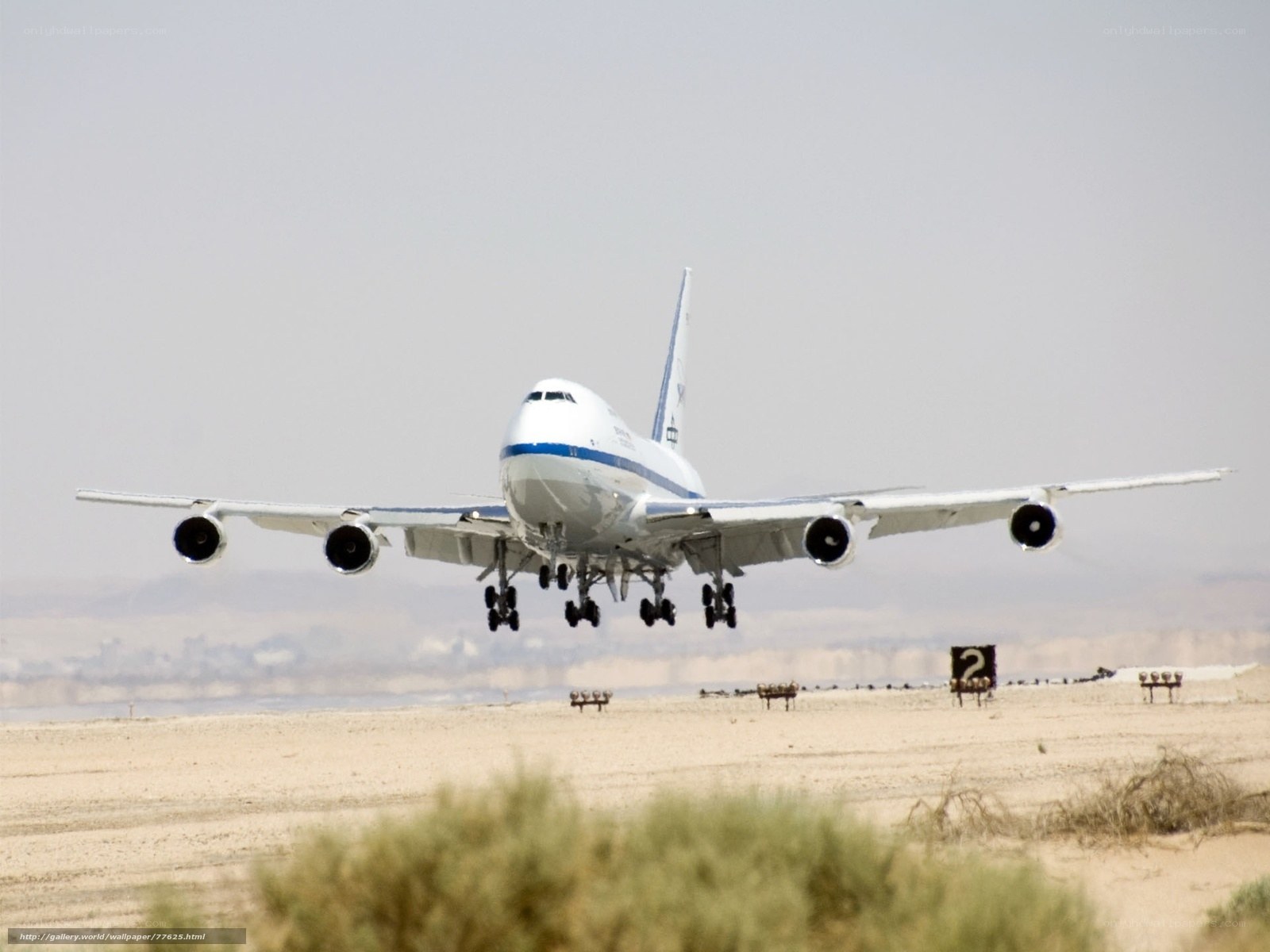 Boeing 747 landing on runway