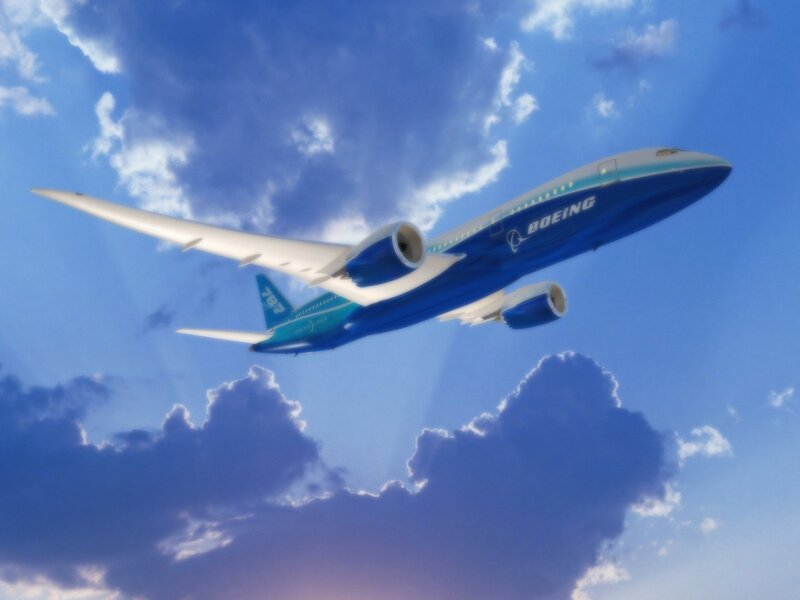 Boeing 787 Airplane — Blue, Serene, Afternoon
