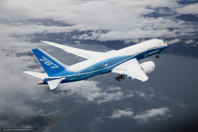Boeing 787 Airplane — Blue, Serene