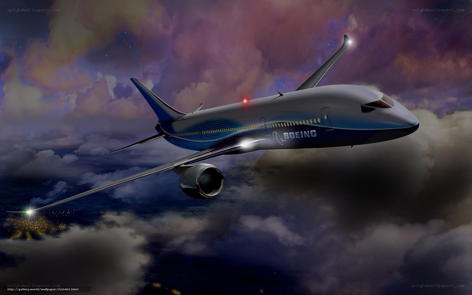 Boeing aircraft in cloudy sky