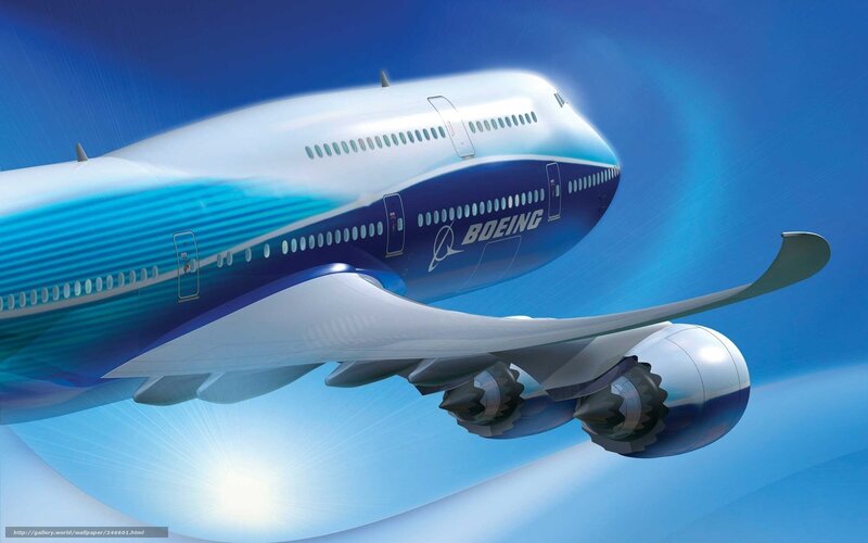Boeing Airplane in Flight — Blue, Dynamic, Afternoon