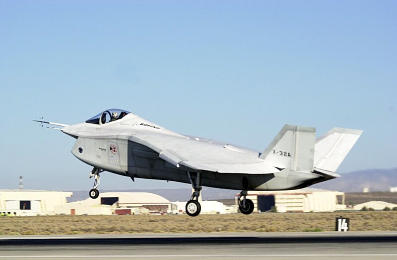 Boeing X-32A fighter jet landing