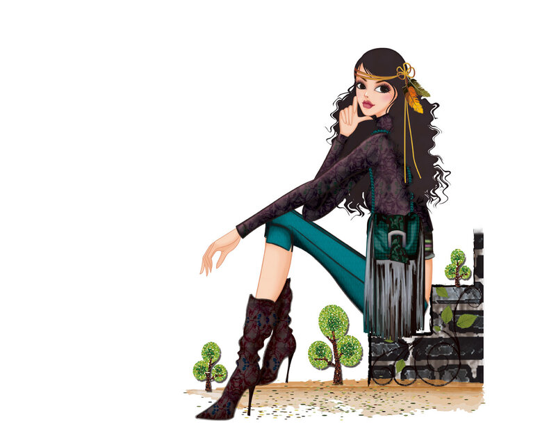bohemian fashion illustration