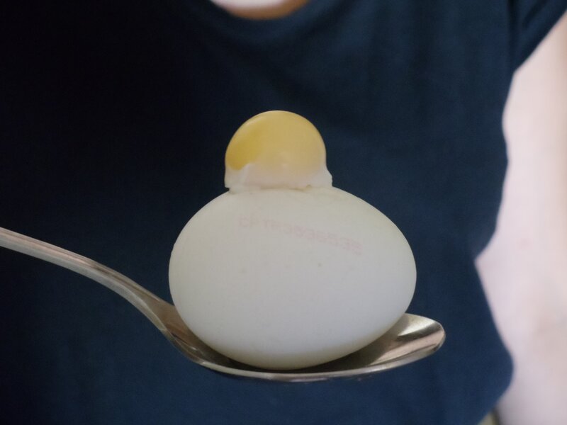 boiled egg on a spoon