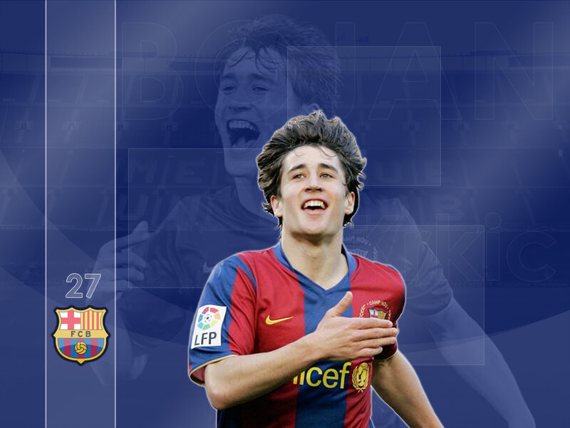 Bojan Krkic celebrates in FC Barcelona jersey