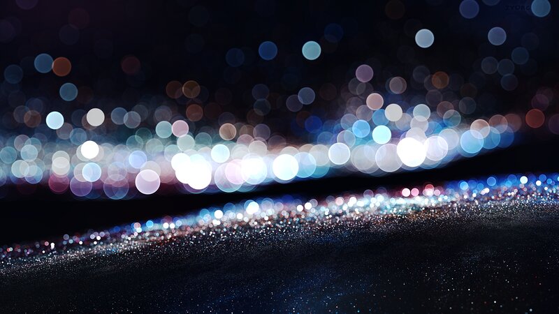 Bokeh Lights at Night — Blue, Dreamy, Digital Art