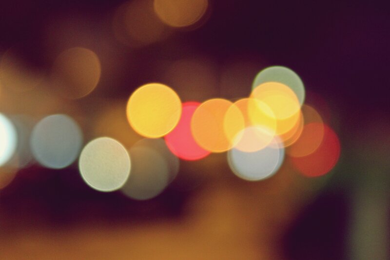 Bokeh Lights at Night — Yellow, Dreamy, Photograph