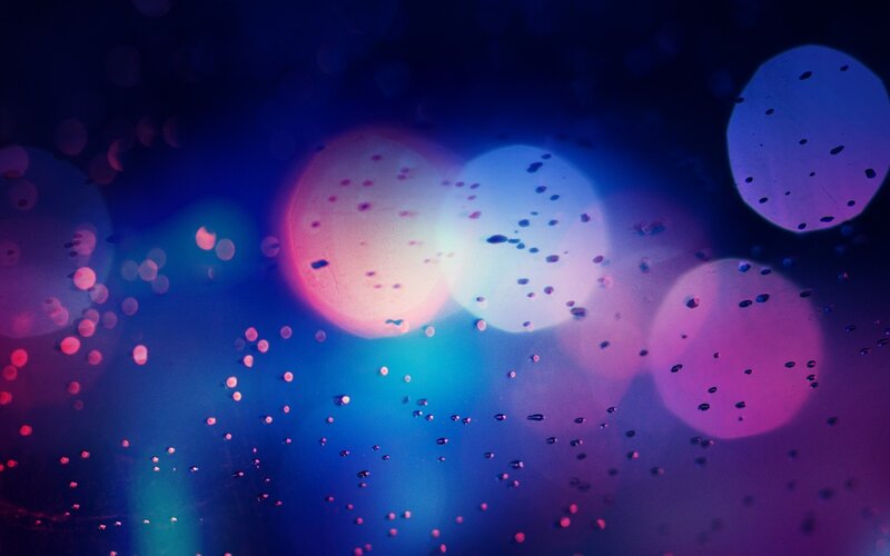 Bokeh Lights on Wet Surface — Blue, Dreamy, Night
