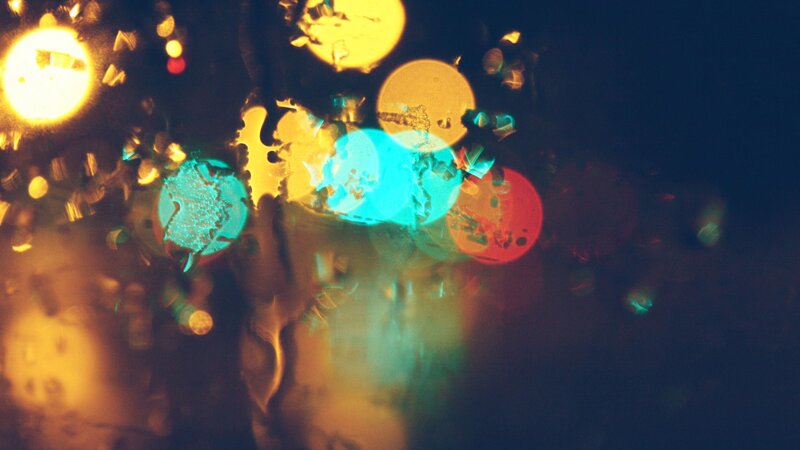 Bokeh Lights on Wet Surface — Yellow, Dreamy
