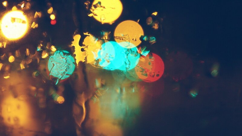 Bokeh Lights on Wet Surface — Yellow