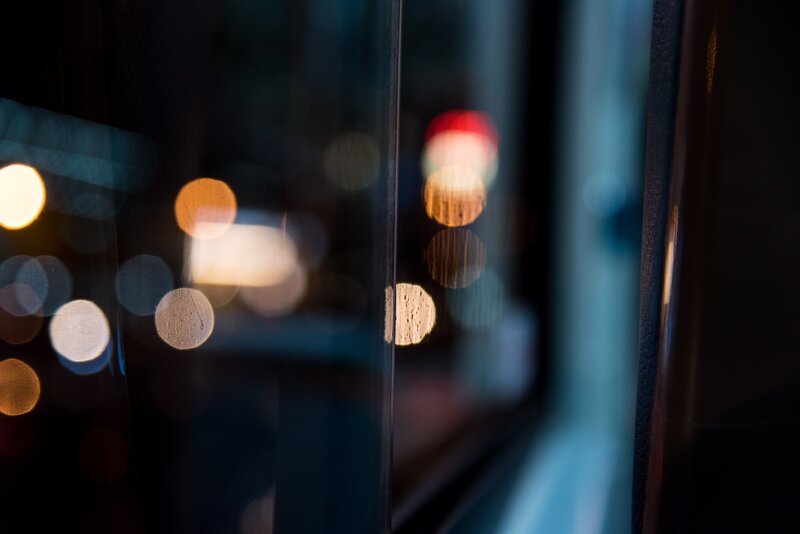Bokeh Lights Through Glass