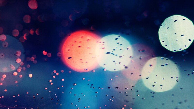 bokeh lights through raindrops