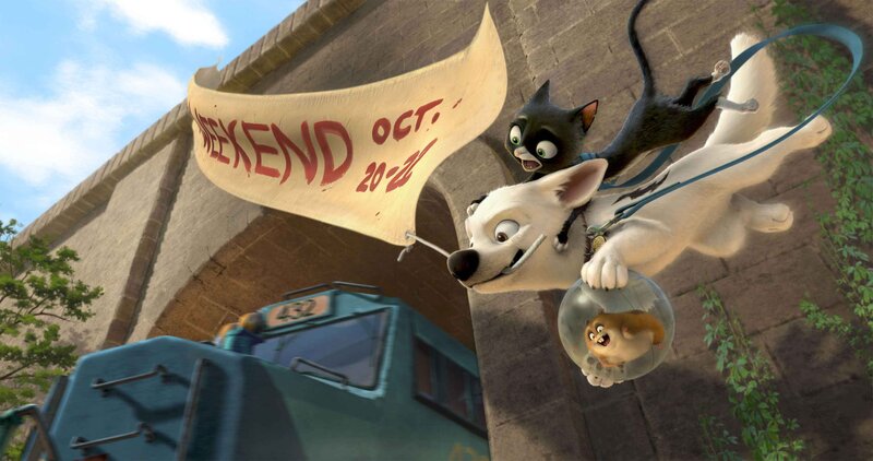 Bolt and friends in mid-air