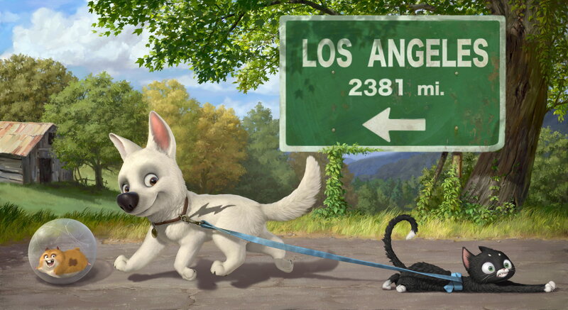 Bolt and his friends on a journey