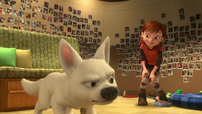 Bolt and Penny in the living room