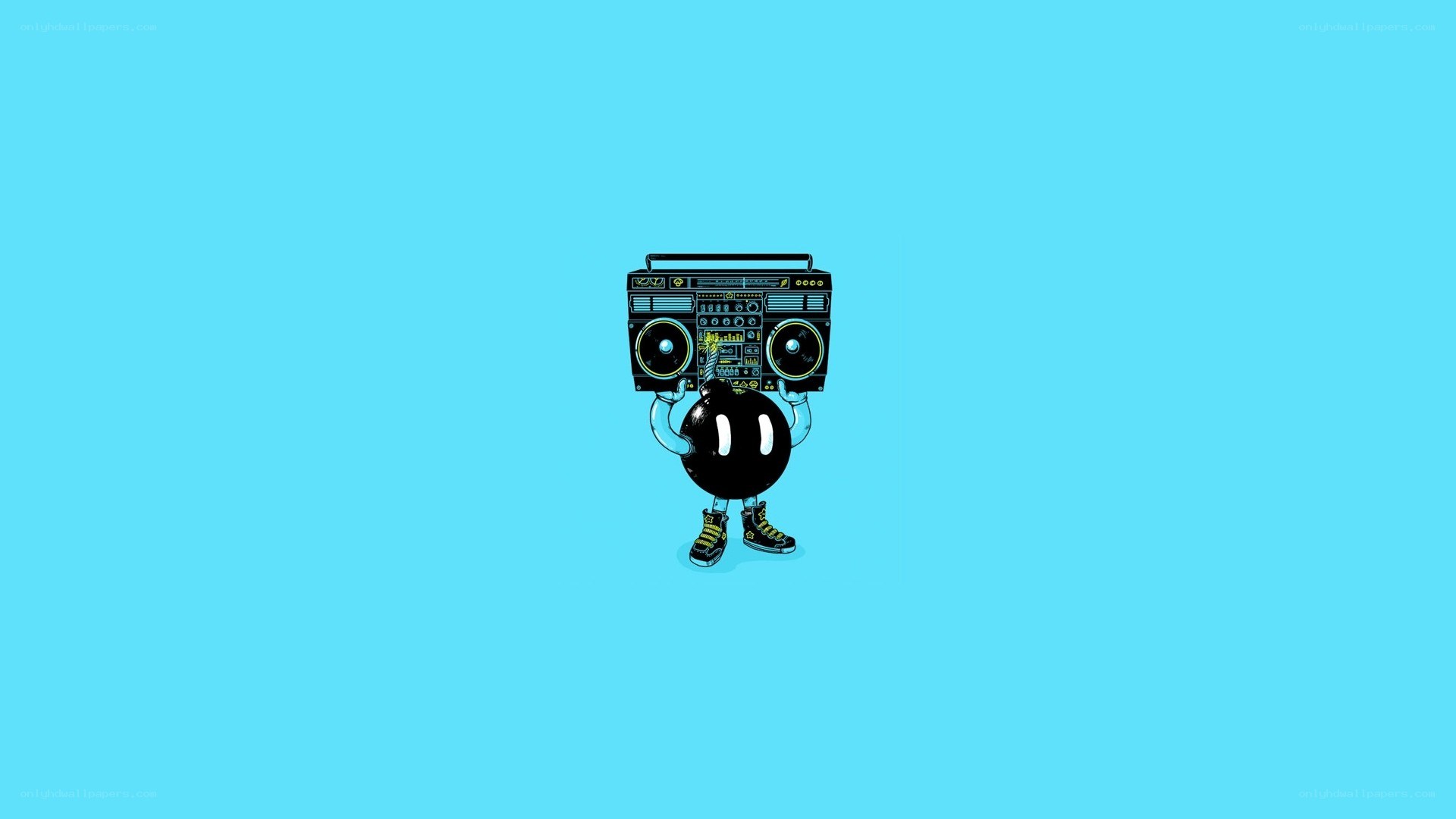 bomb character with boombox