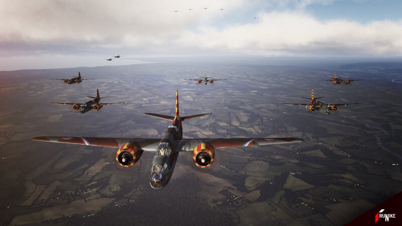 Bomber Aircraft Formation — Gray