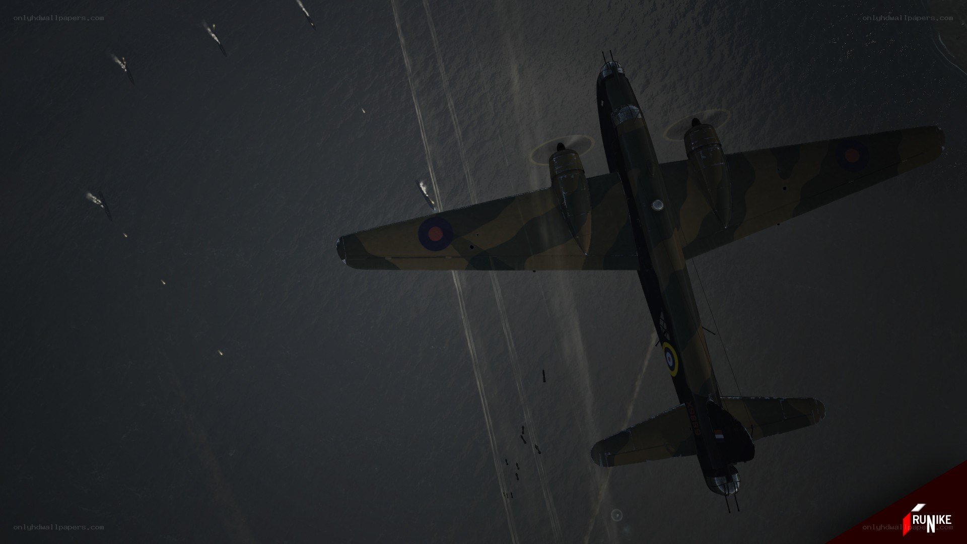 Bomber aircraft in flight