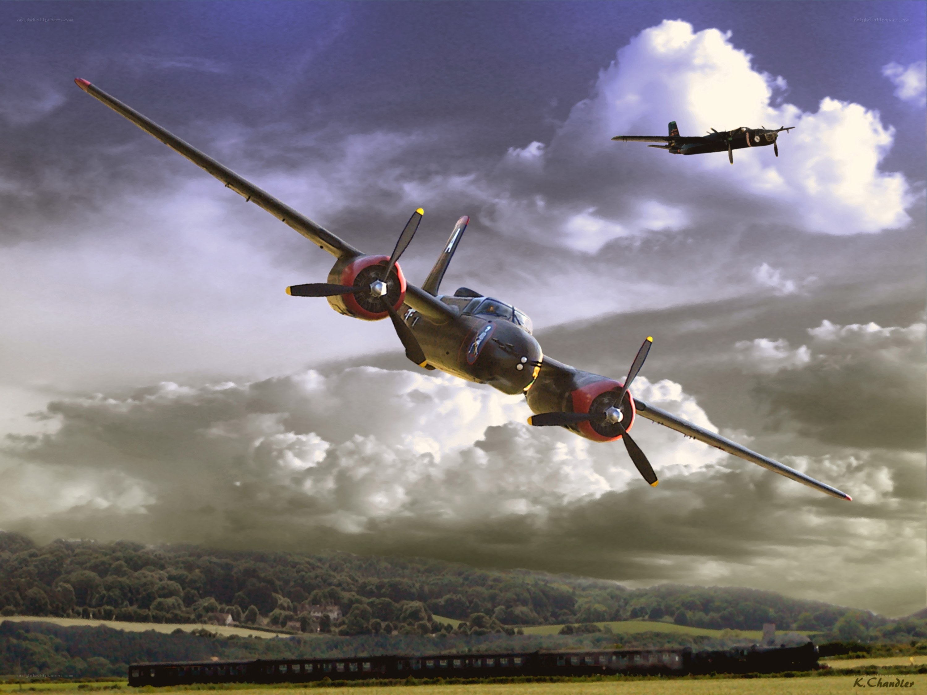 Bomber aircraft in flight