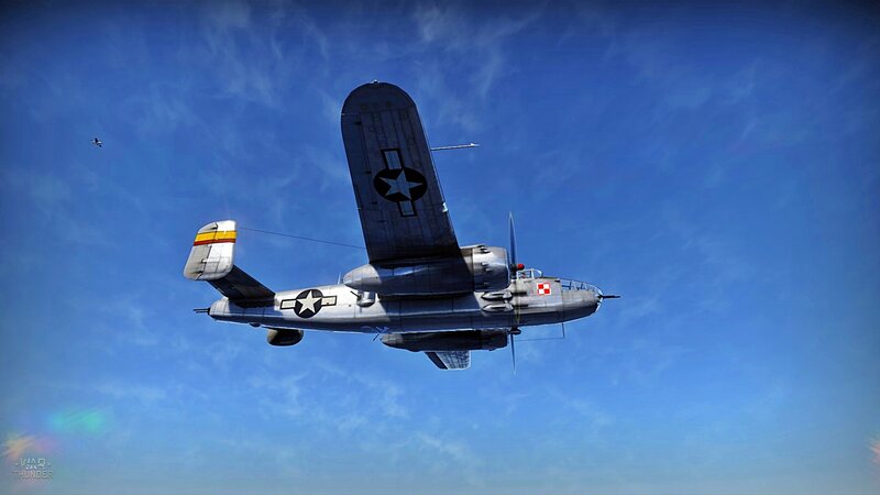 Bomber Aircraft in Flight — Blue, Calm
