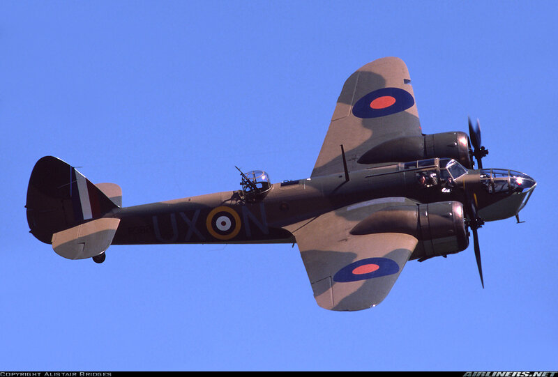 Bomber Aircraft in Flight — Blue, Clear