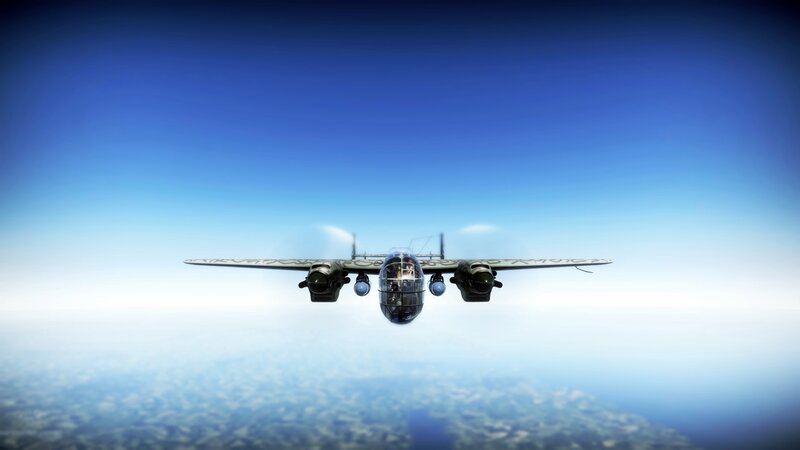 Bomber Aircraft in Flight — Blue, Serene, Afternoon