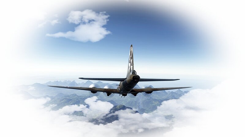 Bomber Aircraft in Flight — Blue, Serene, Morning