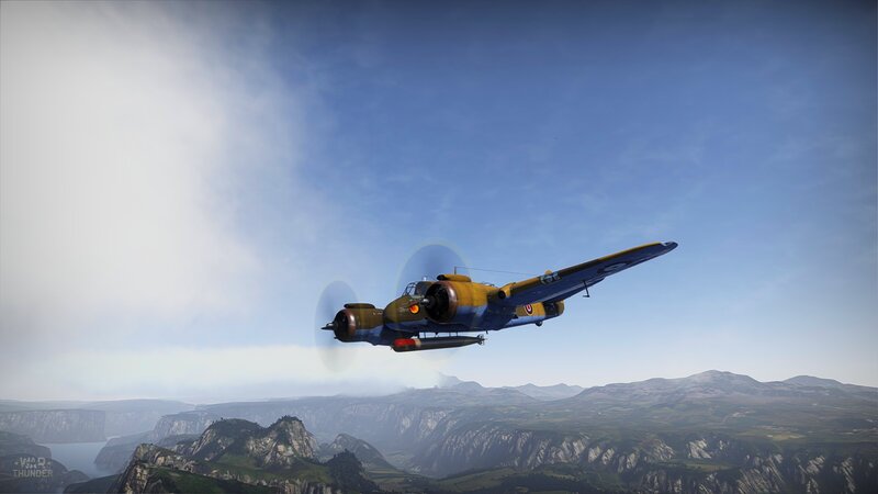 Bomber Aircraft in Flight — Blue, Serene