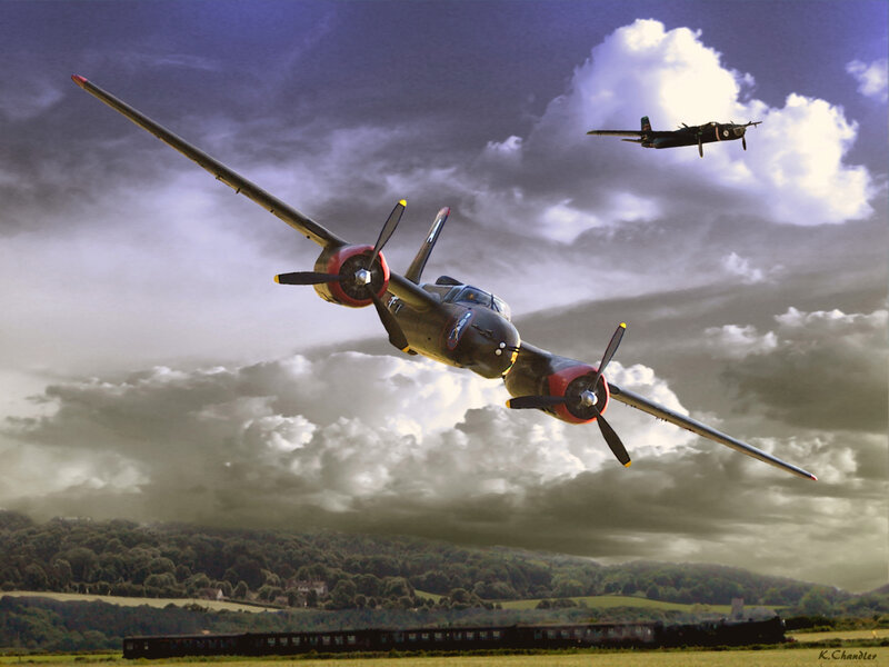 Bomber Aircraft in Flight — Gray