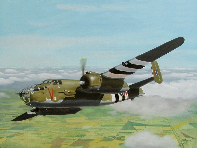 Bomber Aircraft in Flight — Green, Calm