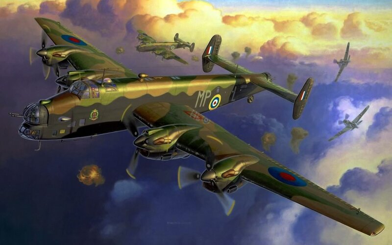 Bomber Aircraft in Flight — Green