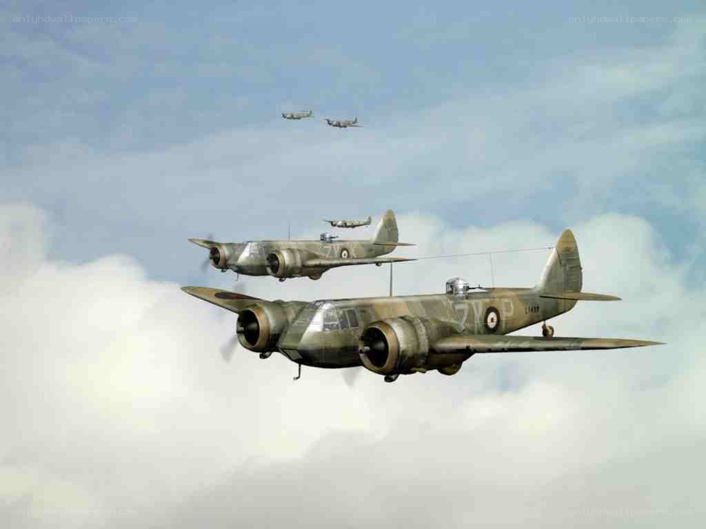 Bomber aircraft in formation