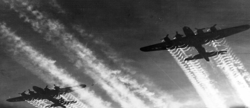 Bomber Aircraft in Formation — Black